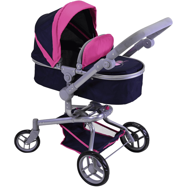 knorr® speelgoed poppenwagen Boonk flying heart s navy/roze