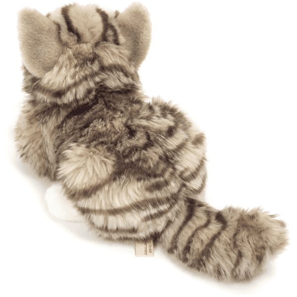 HERMANN® Teddy Peluche chat tigré gris couché, 20 cm