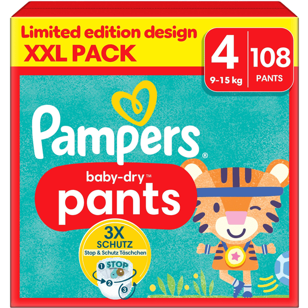 Pampers Baby-Dry Broekjes, maat 4 Maxi, 9-15kg, XXL-verpakking (1 x 108 Broekjes