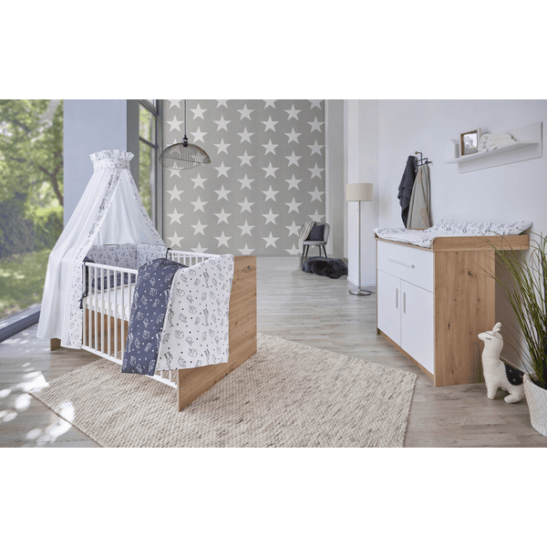 SCHARDT Lit bébé 70x140 cm bois laqué blanc Eco Stripe L 145 x H 85 x P 77  cm