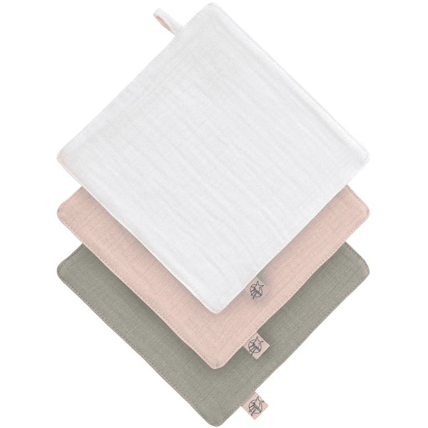 LÄSSIG Gazeflaneller sæt med 3 milky powder pink olive 