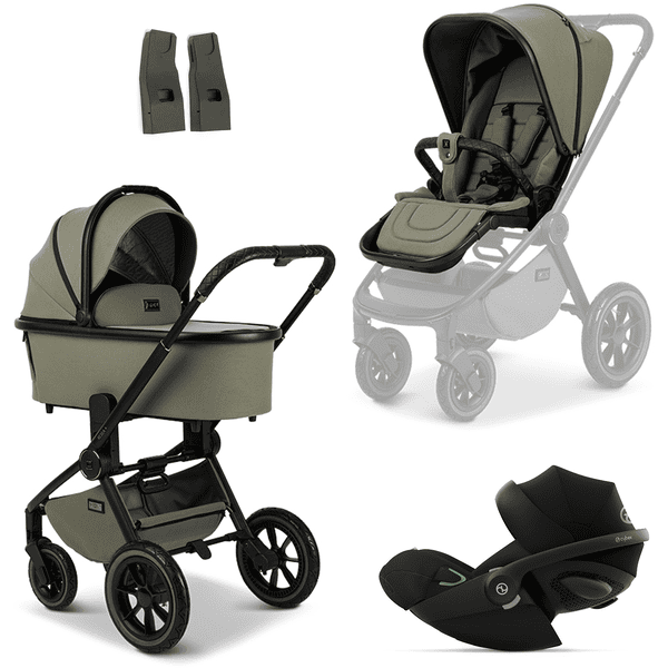 MOON green black i-Size Moon Black Resea Edition+ kinderwagen mos/mat incl. cybex GOLD Cloud G baby-autostoeltje en adapter