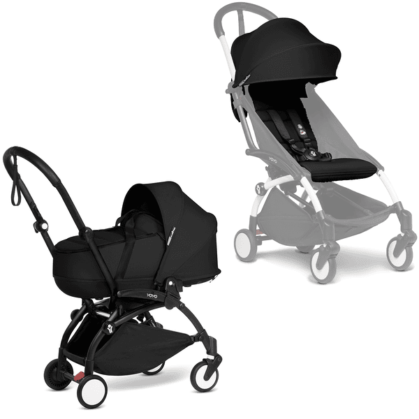 BABYZEN Kinderwagen YOYO2 0+ Black mit Liegewanne inkl. Textilset Black