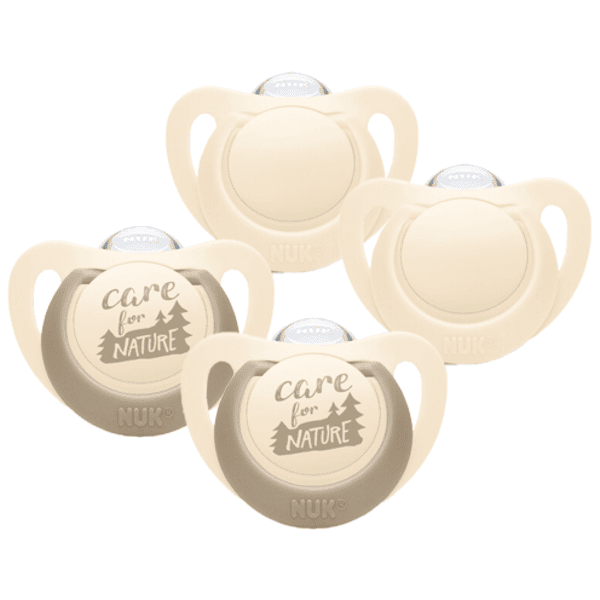 NUK Schnuller For Nature Silikon 6-18 Monate, beige im 4er-Set