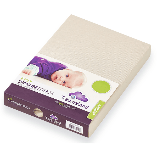 Träumeland Housse de matelas de parc bébé Jersey beige 100x100 cm