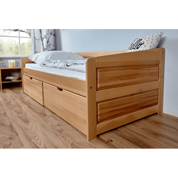 TiCAA Divano letto Micki faggio naturale con 2 cassetti aden 