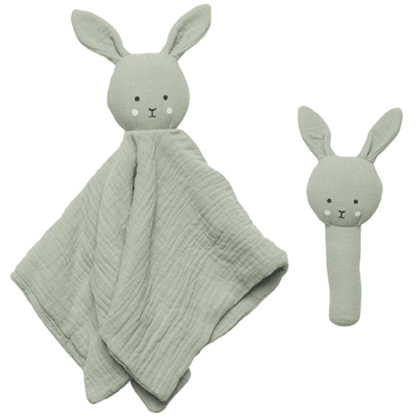 JaBaDaBaDo Set de regalo peluche, conejito sonajero, verde