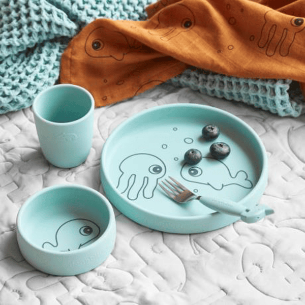 Done by Deer™ Coffret vaisselle bébé silicone bleu