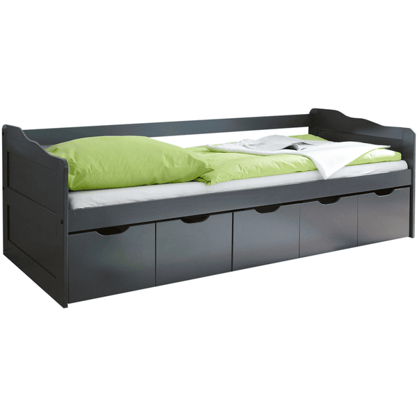 TiCAA Sofabett Maria mit Schubkästen grau