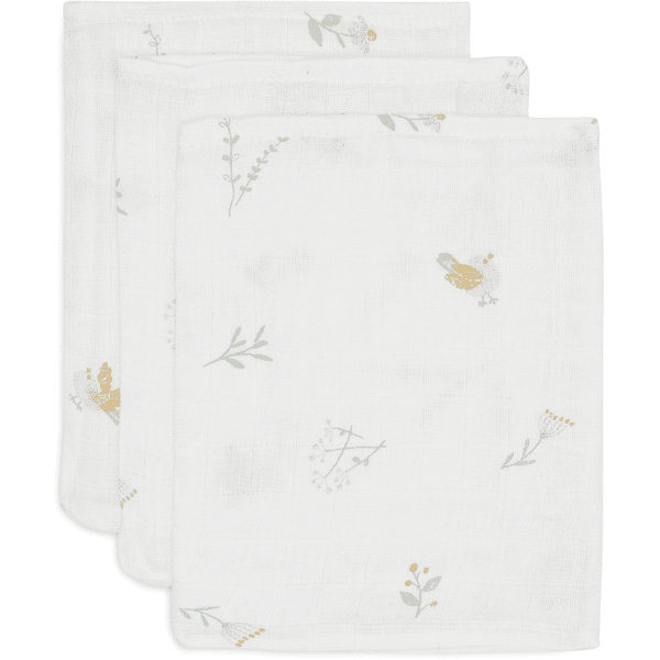 jollein Waschlappen Hydrophil Lovely Birds 3er-Pack 15 x 20 cm