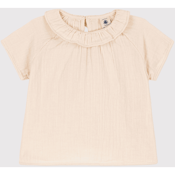 Petit Bateau Blouse bébé manches courtes gaze coton beige avalanche