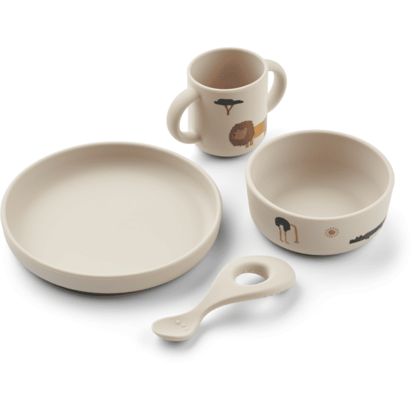 LIEWOOD Set pappa in silicone Vivi 4 pezzi safari sandy mix