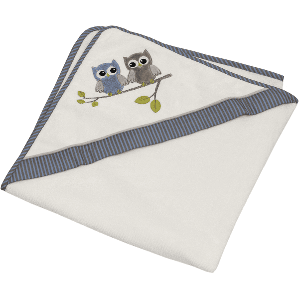Be Be 's Collection Handdoek met capuchon Uilen blauw 80 x 80 cm