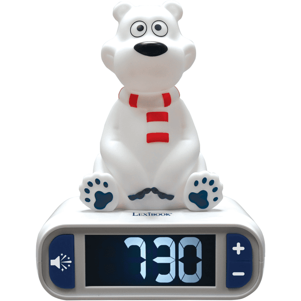 LEXIBOOK Sveglia con figura di orso polare notturno in 3D e suonerie fantastiche