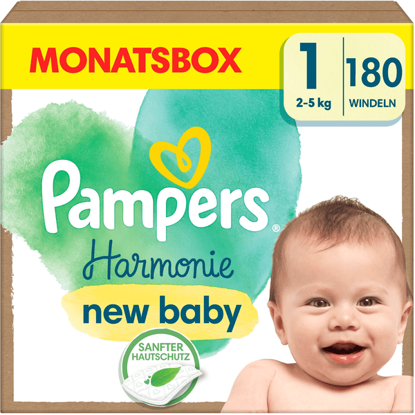 Pampers Harmony Gr.1 Newborn , 2-5 kg, månedsboks (1x180 bleier)