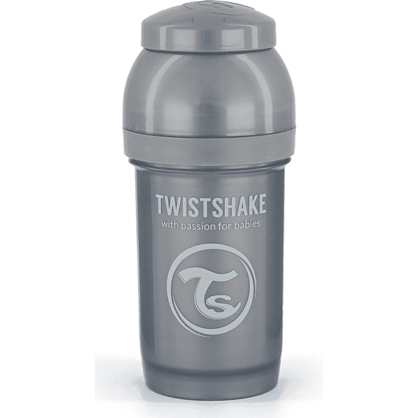 Twist shake  Butelka antykolkowa dla niemowląt od 0 miesięcy 180 ml, Pearl Szara