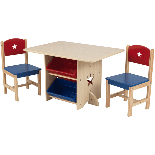 KidKraft® Dětský stůl Star se dvěma židličkami a boxy