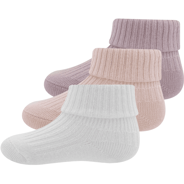 Ewers Lot de 3 chaussettes blanc/fumée rose/rose sauvage claire