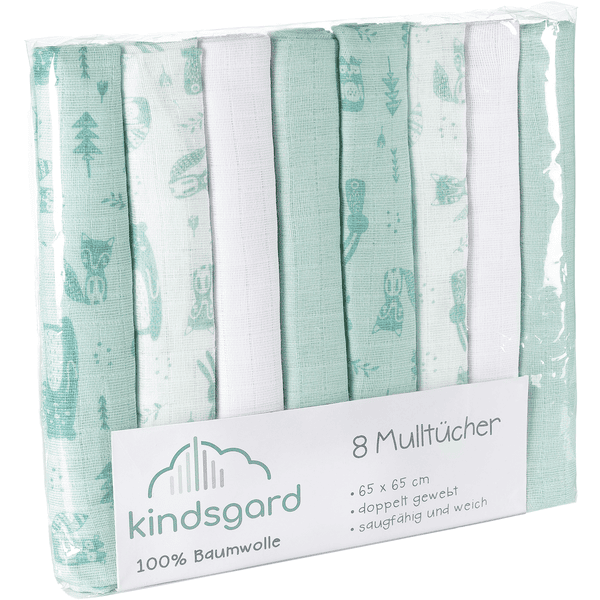 kindsgard hydrofiele doeken bovbov 8-pack mint
