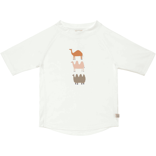 LÄSSIG UV-badskjorta med kort ärm kamelvit