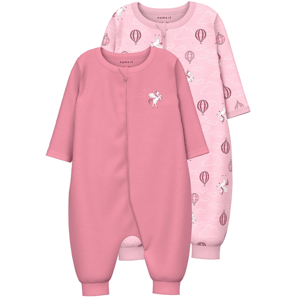 name it Sleep Overall 2 Pack Parfait Pink