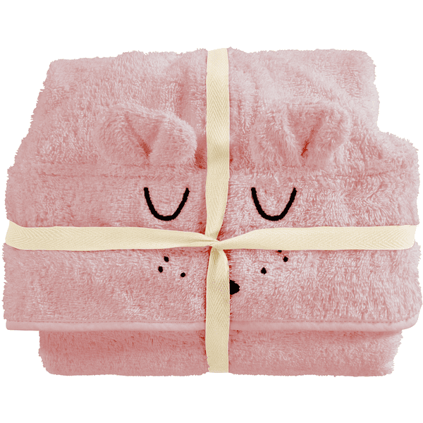 Alvi® Poncho de bain enfant Faces rose 60x60 cm