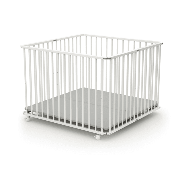 WEBABY Parc bébé pliable hêtre blanc 100x100 cm