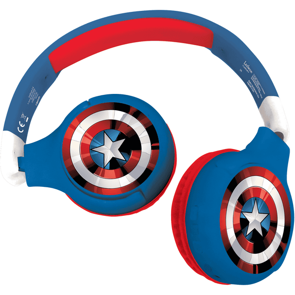 LEXIBOOK Avengers 2-i-1 Bluetooth® och kabelanslutning, vikbara hörlurar med säker volym