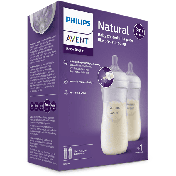Stück Avent Natural SCY906/02 Response Philips 2 330ml Babyflasche