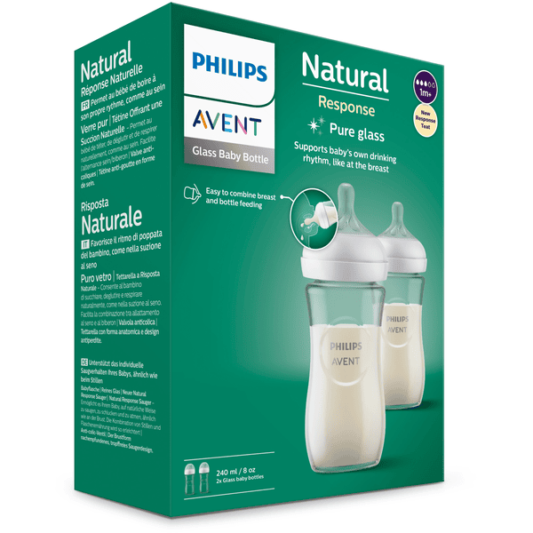 Natural Philips Response Avent SCY933/02 Stück 2 Babyflasche Glas 240 aus ml