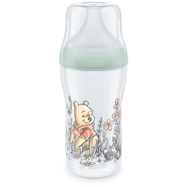 NUK Butelka dla niemowląt Perfect Match Disney Kubuś Puchatek z temperaturą Control 260 ml od 3 miesiąca w kolorze miętowym