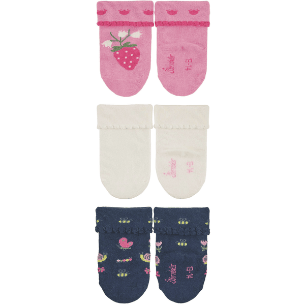 Sterntaler babysokjes 3-pack aardbei roze 