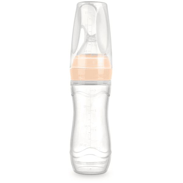 haakaa® Fütterflasche, Squeeze mit Löffel peach