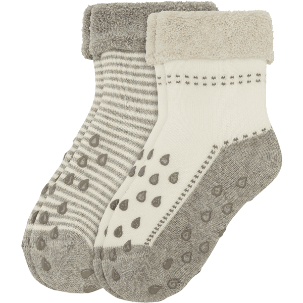 Camano Socken Baby Crawling ABS 2er-Pack grey melange