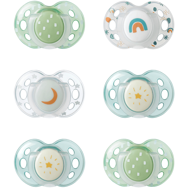 Tommee Tippee Sucette Night 18-36 mois silicone/PP lot de 6