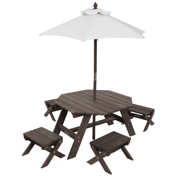 Kidkraft ® Set di tavolini, sgabelli e ombrelloni ottagonali
