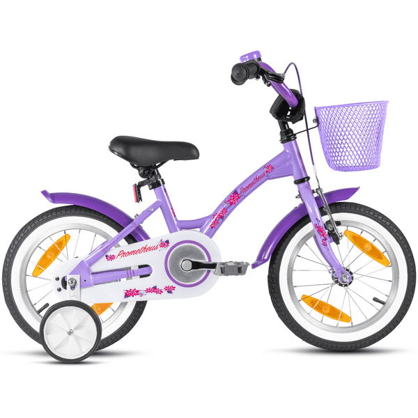 PROMETHEUS BICYCLES Bicicleta niña 4-6 años 14 Pulgadas Bicicleta niña 4 años  Bici niña - Infantil con Pedales ruedines y Freno contrapedal Morado :  .es: Deportes y aire libre