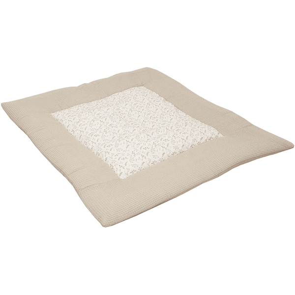 ULLENBOOM Krabbeldecke & Laufgittereinlage Waffel Motiv Floral Sand 100 x 100 cm