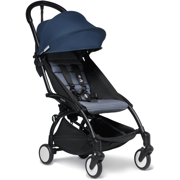 BABYZEN Kinderwagen YOYO2 6+ Black mit Textilset Air France Blue