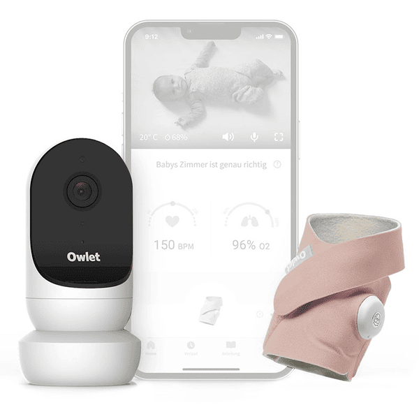 Owlet Vigilabebés con cámara 2 noble pink y Duo Smart Sock 3 