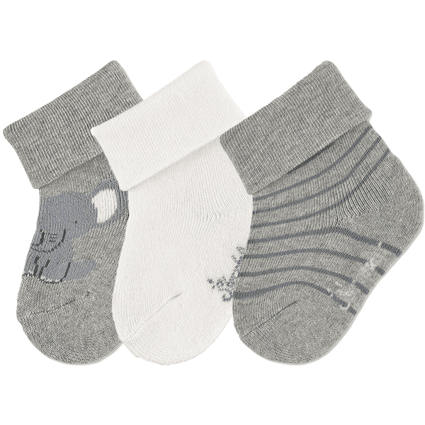 Sterntaler Dětské ponožky 3-pack slon světle šedé 