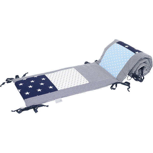 Ullenboom Tour de lit enfant à barreaux 140x70 cm patchwork bleu bleu clair gris 420 cm