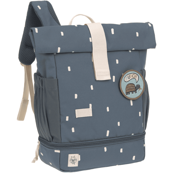 LÄSSIG Backpack midnight Mini roltop Happy Prints blauw