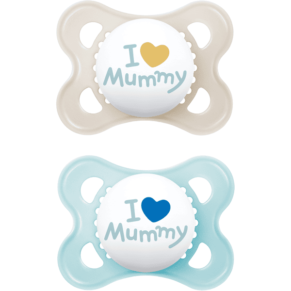 MAM Sucettes Original Silicone 2 pcs. 0-6 mois I love you Mummy bleu