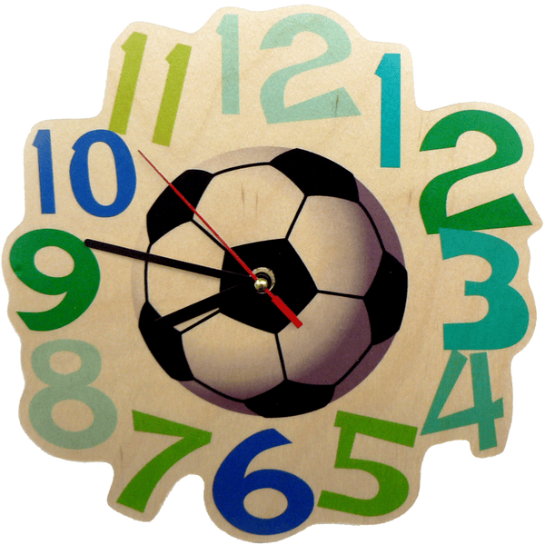 HESS Horloge murale enfant quartz football bois