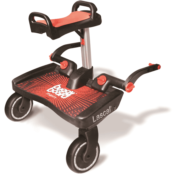 Lascal Plataforma para silla de paseo Buggy Board Maxi con asiento roja