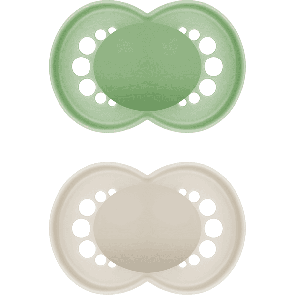 MAM Ciuccio Original in puro silicone, 2 pezzi, verde/beige, 6-16 mesi