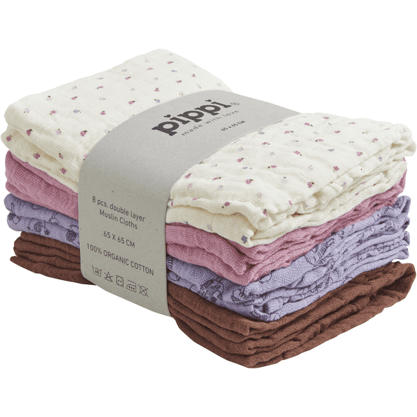 pippi Muslin Tücher 8er-Pack Wisteria