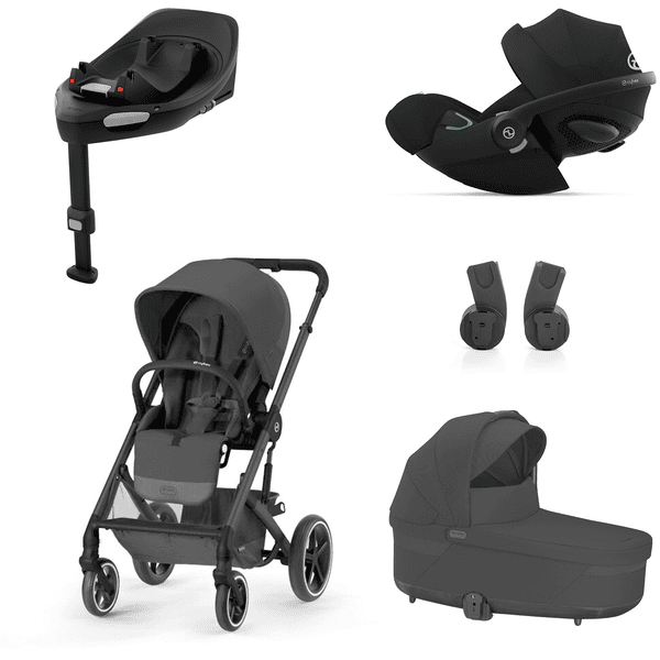 cybex GOLD Balios Black Black Black i-Size Black Barnvagnset S Lux Moon inkl. liggdel Liggdel S Lux Moon , babyskydd Cloud G Moon , adapter och basstation Base 