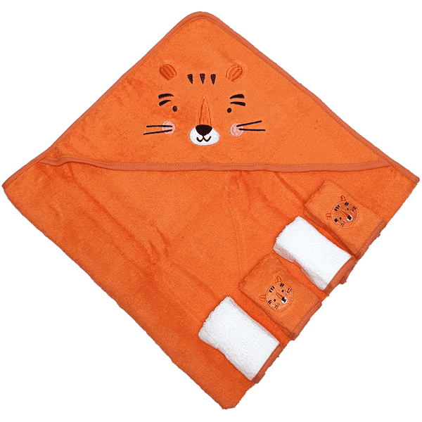 Hütte Coffret cadeau cape de bain enfant gants toilette orange 5 pièces